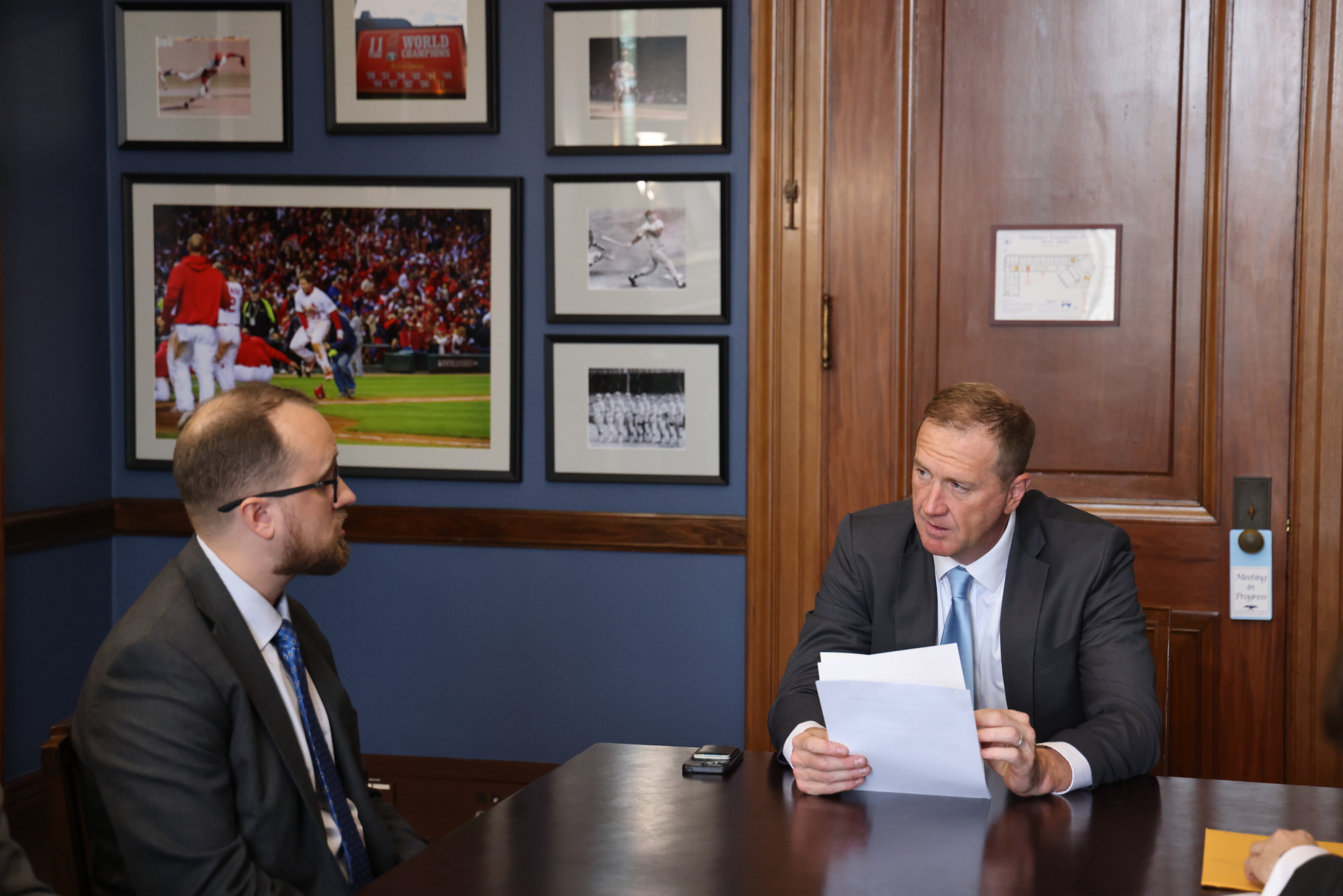 Doug Mackey in meeting with Senator Eric Schmitt on Capitol Hill